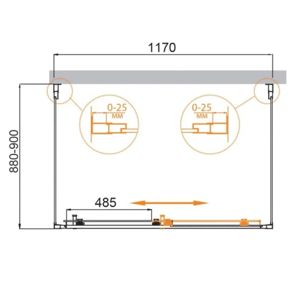 Душевой уголок Cezares Molveno 120х90 см прозрачное стекло MOLVENO-AH-12-120/90-C-Cr-IV (детальная фотография), прямоугольные