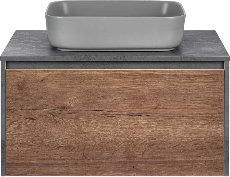 Тумба под раковину подвесная Vincea Mesa 80 см T.Oak/Beton VMC-2MS800TB (детальная фотография), под накладную раковину
