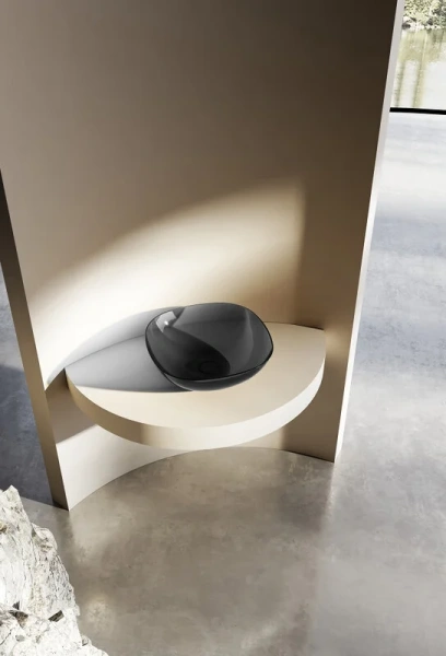 Раковина Abber Kristall AT2806 43 см прозрачная (детальная фотография), накладные (на столешницу), пристенные