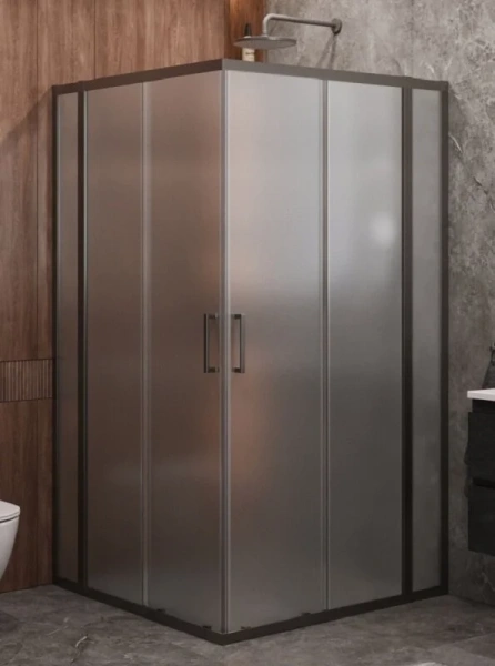 Душевой уголок Cezares Molveno 110х110 стекло рифленое профиль оружейная сталь MOLVENO-A-22-90+20-P-GM (детальная фотография)