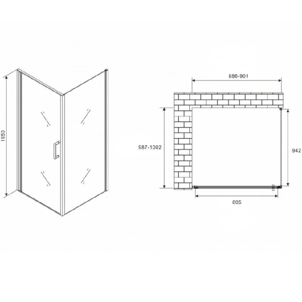 Душевой уголок Abber Sonnenstrand 90x100 см стекло матовое AG04090M-S100M (детальная фотография), прямоугольные