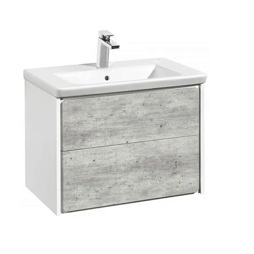 Тумба под раковину подвесная Roca Ronda 80 см белый матовый/бетон - фото 1