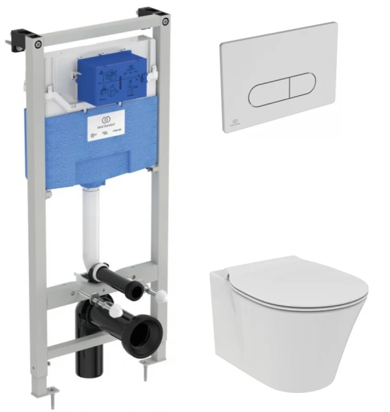 Унитаз с инсталляцией Ideal Standard Prosys Oleas Connect Air с панелью смыва P212101 (детальная фотография)