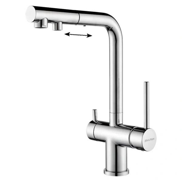 Смеситель для питьевой воды Paulmark Serpentine Se213222 с выдвижным изливом (детальная фотография)