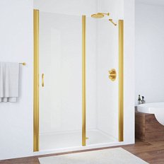 Душевая дверь профиль золотой стекло прозрачное Vegas-glass