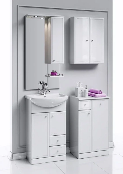 Тумба под раковину напольная Aqwella Барселона 55 см белая Ba.01.05/2 (детальная фотография), классика, ретро, в стиле прованс