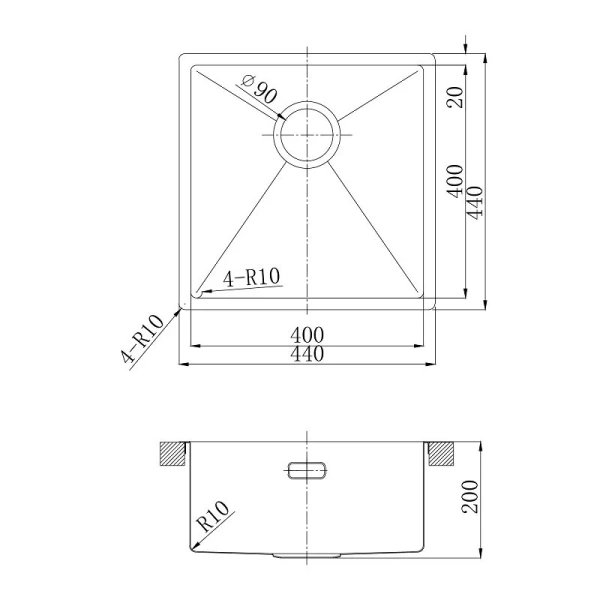 Мойка для кухни Lemark Olanga 44 см чёрный матовый 9932124 (детальная фотография), врезные