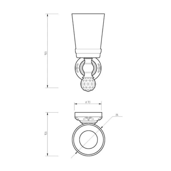 Стакан для ванной Migliore Cristalia бронза 16756 (детальная фотография), классические, ретро, с кристаллами swarovski, декорированные