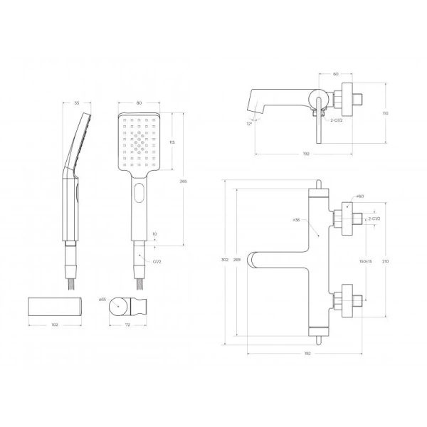 Смеситель для ванны Belbagno Acqua хром ACQUA-VASM/DFS-CRM (детальная фотография), современные, hi-tech