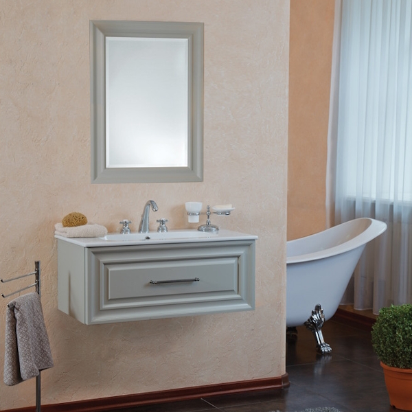 Зеркало для ванной, цвет серый шелк матовый, La Beaute Cornelia SPEC85GRO (детальная фотография), по запросу