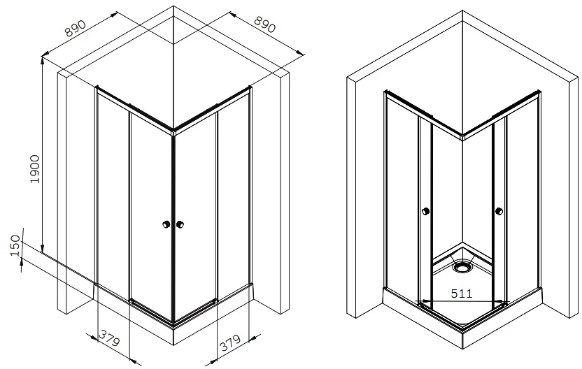 Душевой уголок Am.Pm X-Joy 90x90 см профиль черный W94G-403-9090-BТ1К (детальная фотография), по запросу
