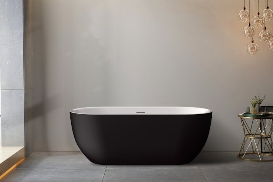 Ванна акриловая BelBagno 170х80 см белый глянец/чёрная матовая BB70-1700-800-W/NM (детальная фотография), без гидромассажа, большие