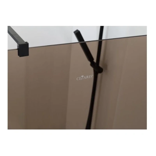 Душевая перегородка Cezares Liberta 80 см стекло бронза, профиль черный LIBERTA-L-2-80-120-BR-NERO (детальная фотография), тонированные
