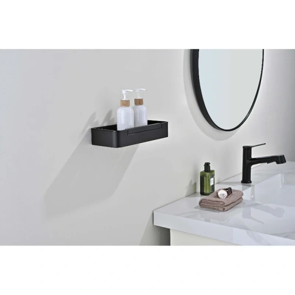 Полочка для ванной Акватек черный матовый AQ4966MB (детальная фотография), металлические index_1