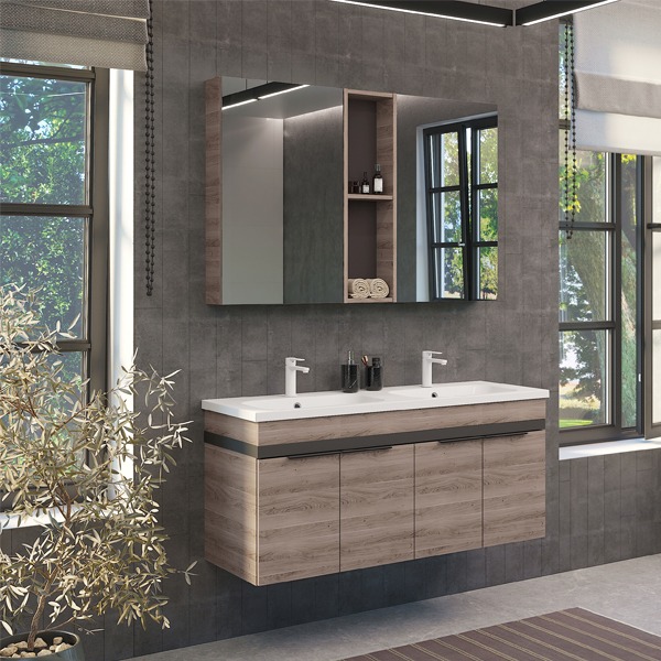 Зеркальный шкаф Comforty Дуэт 75 см дуб натуральный 00-00009924CF (детальная фотография), 70 см