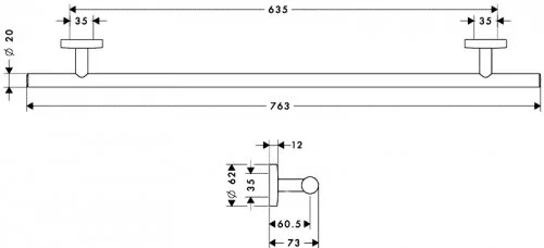 Полотенцедержатель Hansgrohe Logis хром 40516000 (детальная фотография), современные, hi-tech