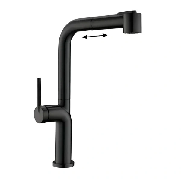 Смеситель для кухни BelBagno с выдвижным изливом черный матовый BB-LAM60-NERO (детальная фотография)