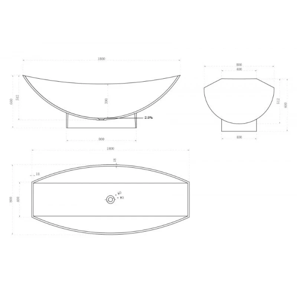 Ванна из искусственного камня Abber Stein 180x80 см отдельностоящая AS9610 (детальная фотография), искусственный камень