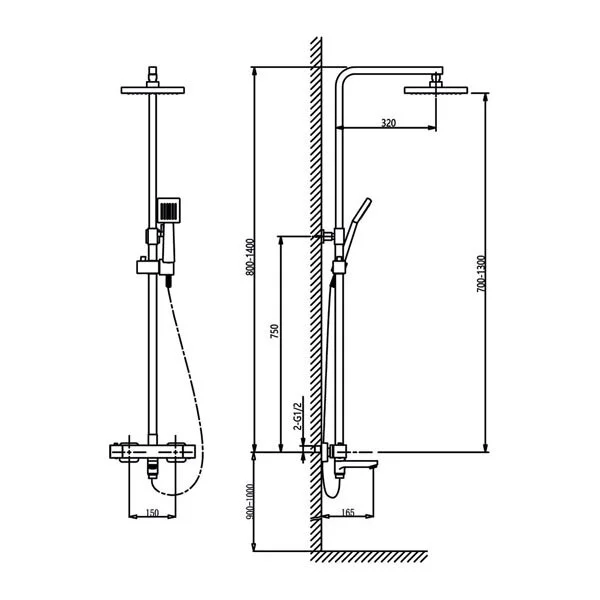 Душевая стойка Timo Tetra-Thermo хром SX-0169/00 (детальная фотография), современные, hi-tech