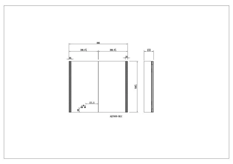 Зеркальный шкаф с подсветкой Акватек 80 см алюминиевый корпус AQ7809-MLC (детальная фотография), нет в наличии