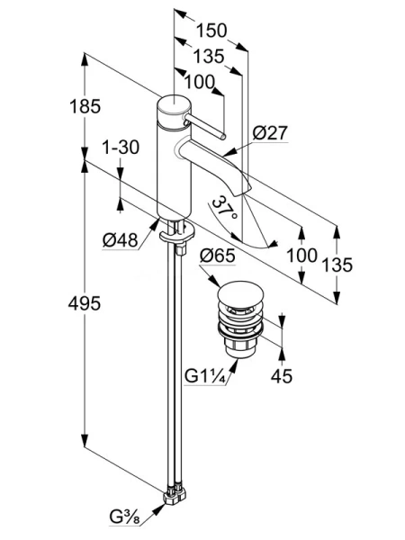 Смеситель для раковины Kludi Bozz белый матовый 382885376 (детальная фотография), для раковины
