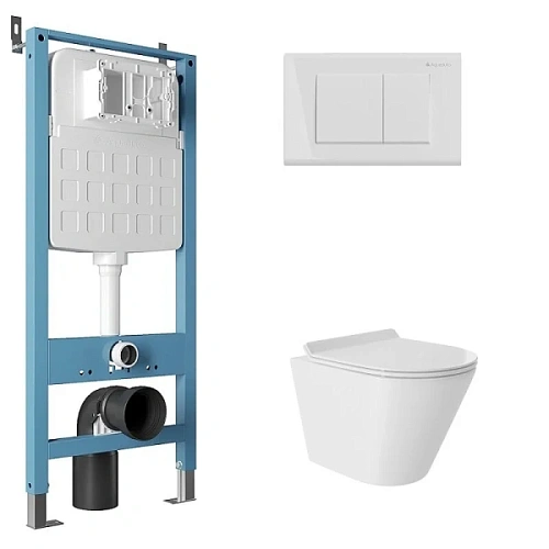 Унитаз с инсталляцией Aqueduto CONE клавиша белая глянцевая - фото 2