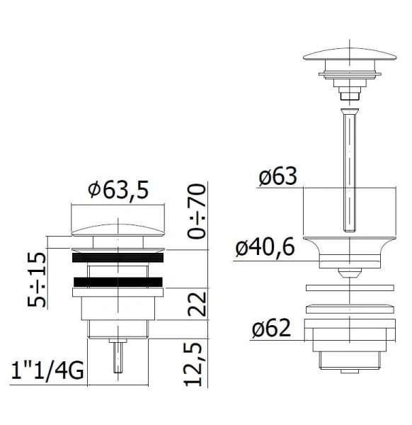 Донный клапан для раковины Paffoni сталь ZSCA050ST (детальная фотография), нет в наличии