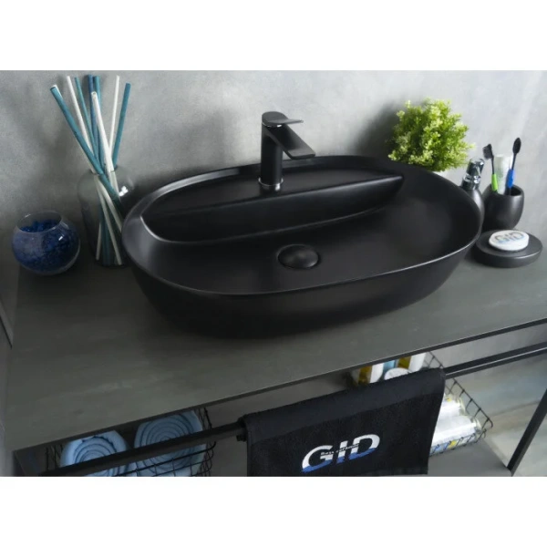 Раковина GID Lago Bm1346 61 см черная 53345 (детальная фотография), накладные (на столешницу)
