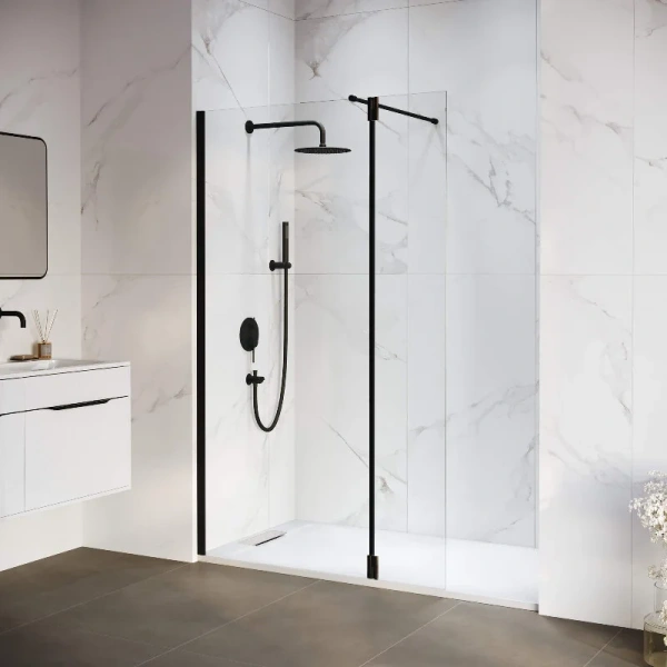 Душевая перегородка RGW Walk In WA-050B 90 см профиль черный 351005063-14 (детальная фотография)
