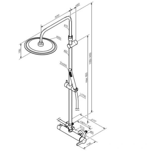 Душевая стойка Damixa Scandinavian Pure хром 936710000 (детальная фотография), современные, hi-tech
