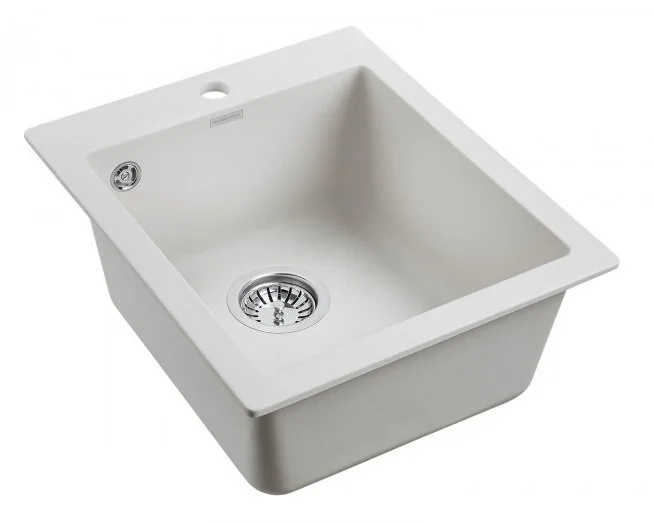 Мойка для кухни Paulmark Leer 42 см белая PM104249-WH (детальная фотография), кварц