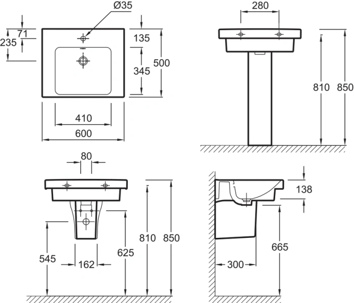 Раковина Jacob Delafon Odeon Up 60 см подвесная E4778-00 (детальная фотография), одинарные