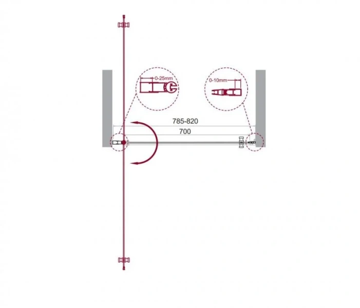 Душевая дверь в нишу BelBagno Etna 80 см с прозрачным стеклом ETNA-B-1-80-C-Cr-90 (детальная фотография), современные, hi-tech