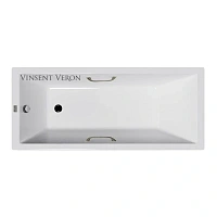 Чугунная ванна Vinsent Veron Square VSQ1707545H/VH0012BR, 170 x 75 см, ручки бронза, цвет белый