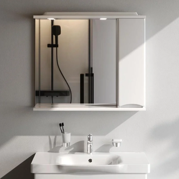 Зеркальный шкаф с подсветкой Am.Pm Like 80 см белый глянец, левый M80MPL0801WG (детальная фотография), нет в наличии index_1