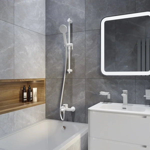 Штанга для душа IDDIS Ray белая матовая RAY70W0i17 (детальная фотография), современные, hi-tech