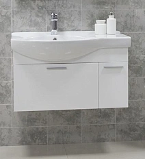 Тумба под раковину подвесная Акватон Инди 80 см белая глянцевая