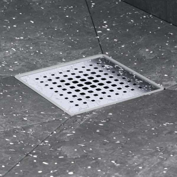 Душевой трап Am.Pm MasterFlow 10 см хром матовый W01BD-P11-010-01SB (детальная фотография), с сухим затвором, с мокрым затвором