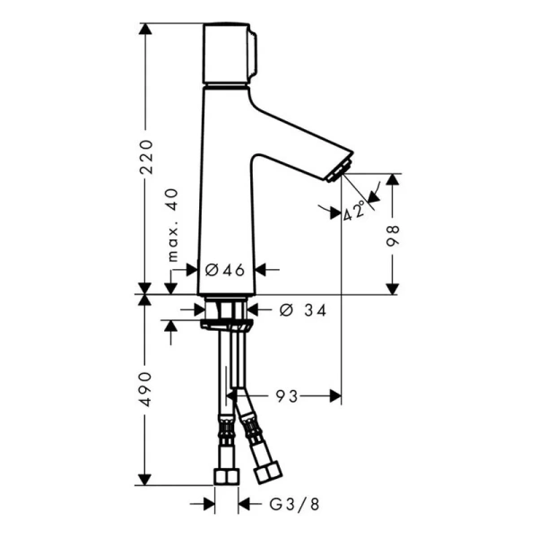 Смеситель для раковины Hansgrohe Talis Select S однорычажный 72043000 (детальная фотография), для раковины