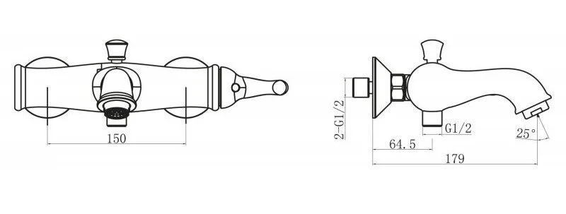 Смеситель для ванны BelBagno Tiffani однорычажный TIF-VASM-CRM (детальная фотография), для ванны