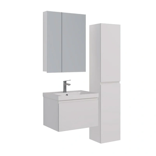 Тумба под раковину подвесная Lemark Veon Mini 60 см белый глянец LM02VM60T (детальная фотография), недорогo, комплект (набор)
