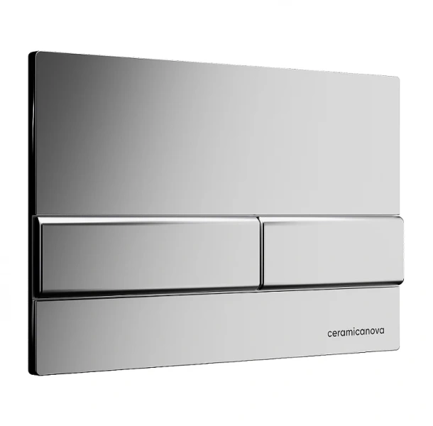 Клавиша смыва Ceramica Nova Flat хром матовый CN002M (детальная фотография), слив эконом-стандарт с двумя клавишами