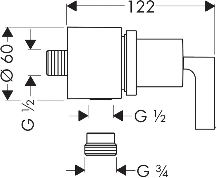 Выход из стены с запорным вентилем Axor Citterio 39882000 (детальная фотография), по запросу