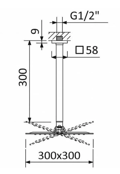 Верхний душ Cezares хром CZR-B-TDDQ-30/30-01 (детальная фотография), верхние души