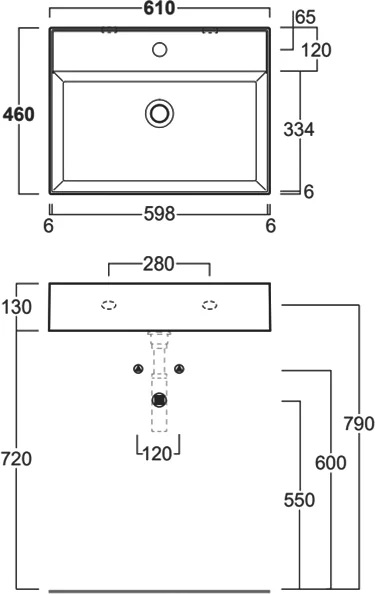Раковина Simas Agile 61 см белая AG61 bi*1 (детальная фотография), подвесные, пристенные