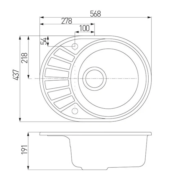 Мойка для кухни Акватон Чезана 57 см серая 1A711232CS230 (детальная фотография), врезные