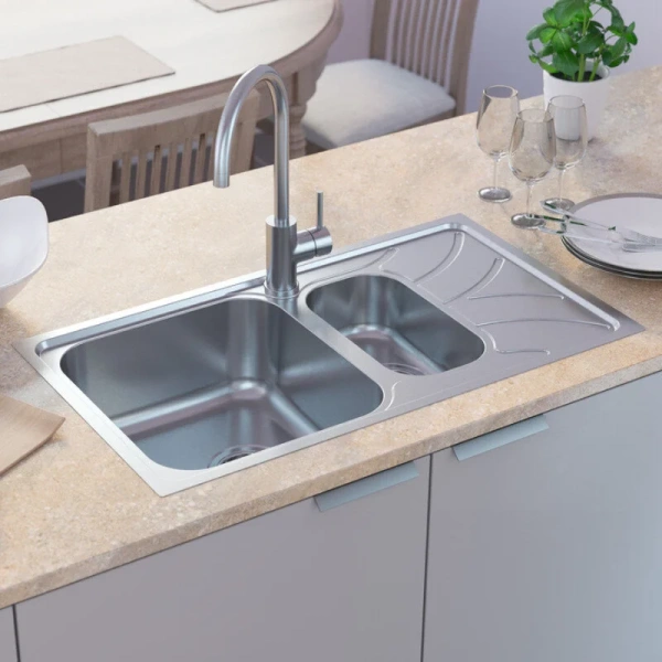 Мойка для кухни IDDIS Arro 78 см чаша слева сатин ARR78SXi77 (детальная фотография), прямоугольной формы