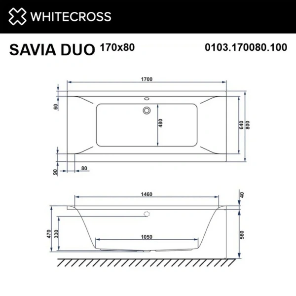 Ванна гидромассажная Whitecross Savia Duo Relax, 170 х 80 см, увеличенная толщина акрила, усиленная армировка, белый/золото, 0103.170080.100.RELAX.GL (детальная фотография), современныe, hi-tech