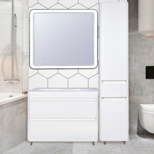 Тумба с раковиной напольная Style Line Атлантика СС-000006 100 см с ящиками (детальная фотография), в наличии