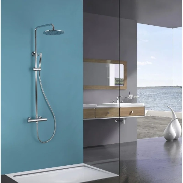 Душевая стойка Abber Wasser Kreis AF8160 с термостатом (детальная фотография), хром, золото, черные, другие